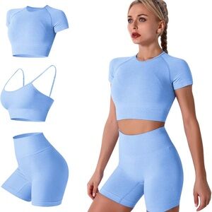 Amazon Women's Light Blue Activewear 3 piece Set
